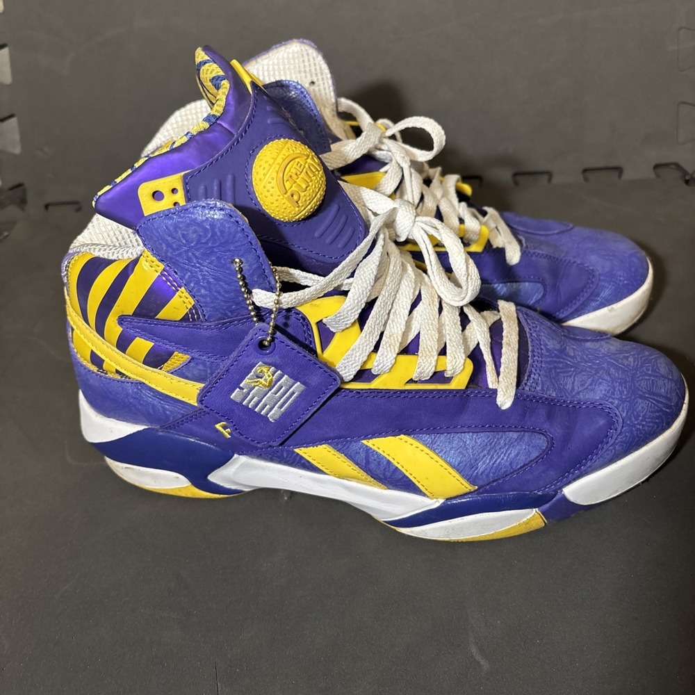 Reebok Shaq Attaq Pump lakers Purple‎ Yellow Men's Size 12 Shaquille O'Neal - Picture 5 of 16